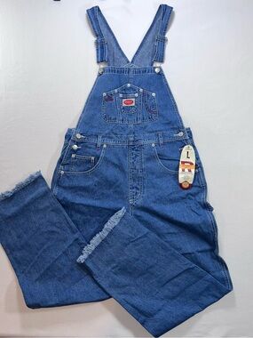 Vintage Revolt Clothing Overalls NWT Denim Wide Leg Raw Hem 90s Y2K Size L